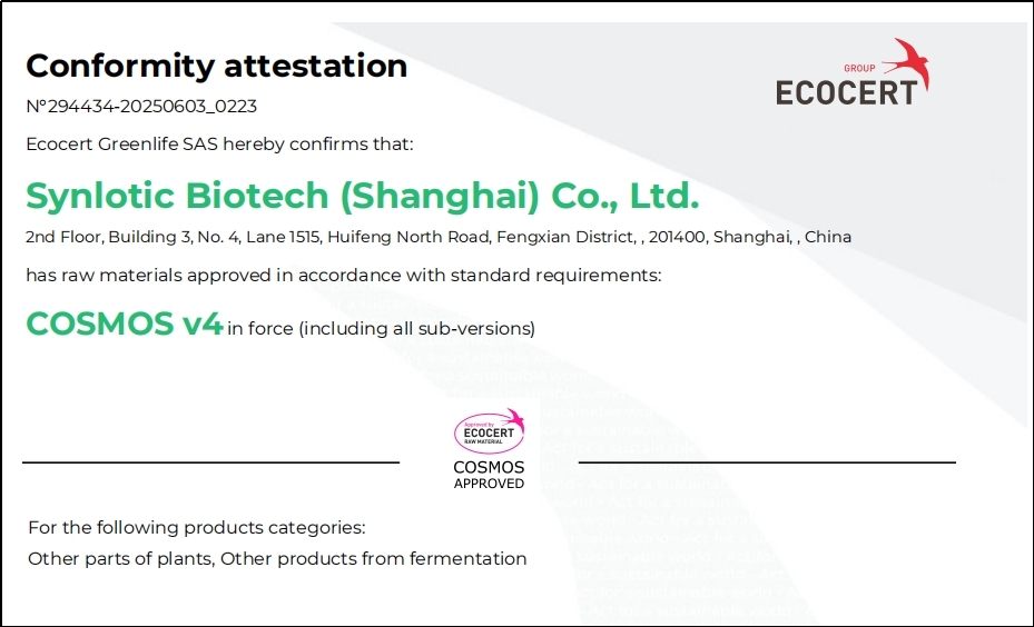 Shanghai Yunluo Yikeduoyin-ek COSMOS ziurtagiria lortu du